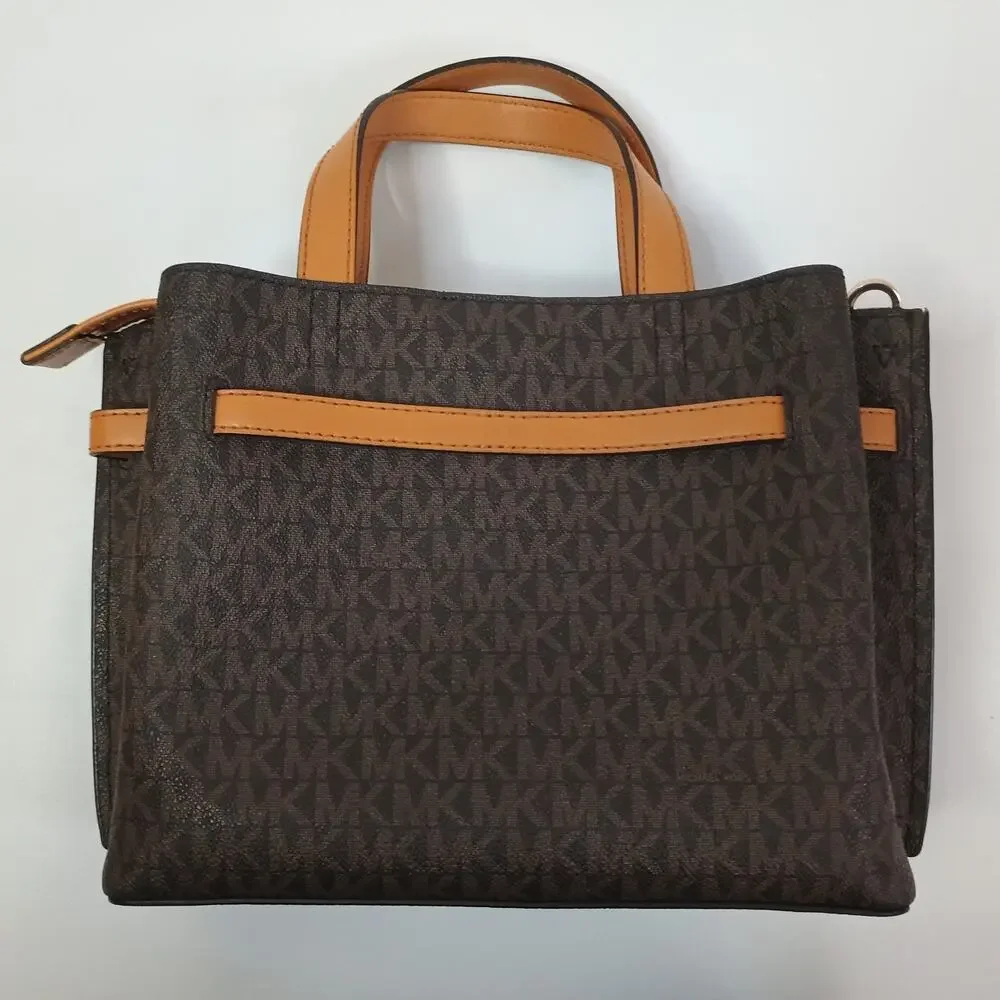 Michael Kors Emilia Small Satchel Bag Crossbody Handbag Purse Brown Black